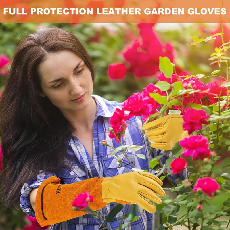 SLARMOR Long Gardening-Gloves Women/Men-Thorn proof Rose Pruning Heavy Duty Gauntlet-M - Image 5